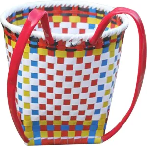 Wicker Children's Storage Basket Plastic Woven Ethnic Style Random Color ABOOFAN Hand Knitted Backpack donate gentleman chafe Toy Small Basket Woven 