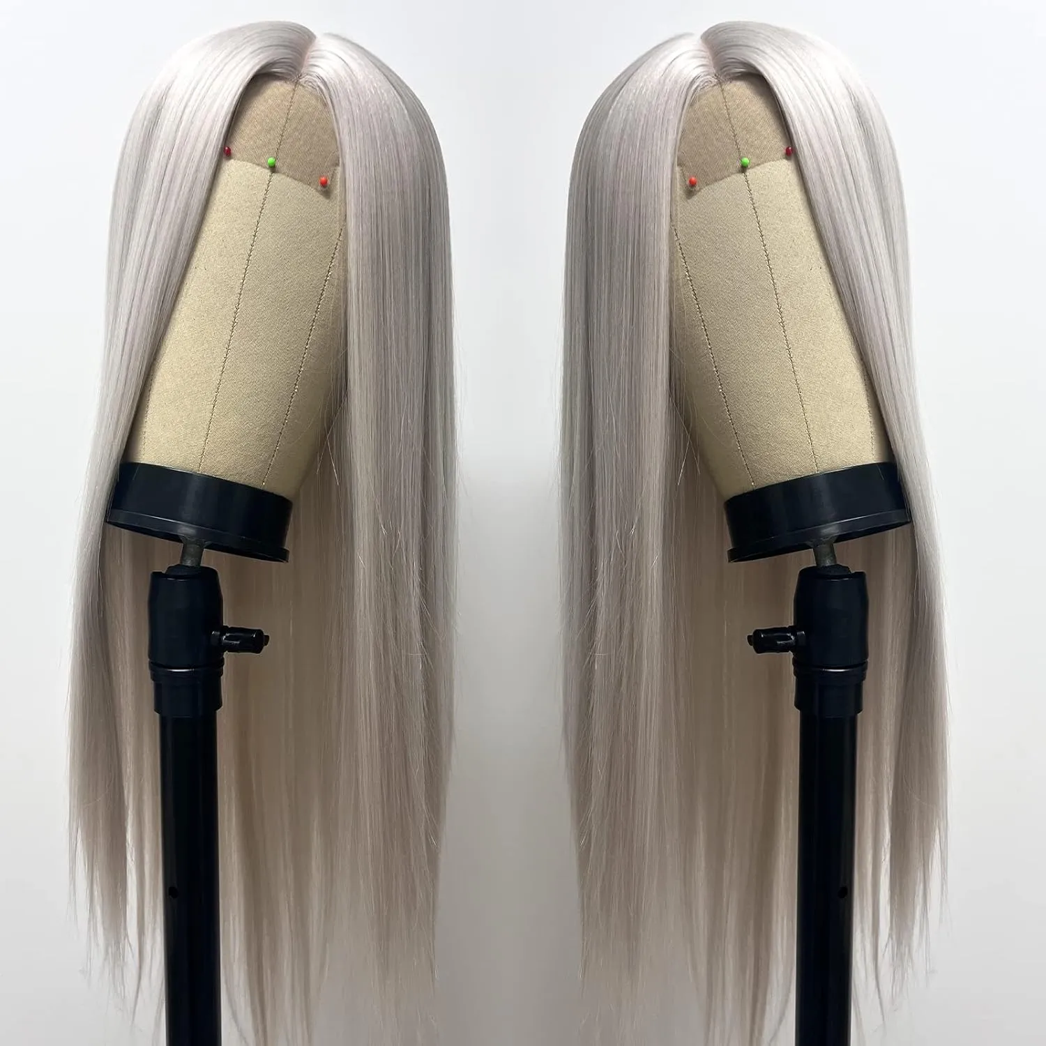 Wig Daily(Syhthetic 24 Inches) Silver Wig Grey Wig Long Straight Wig for Women Cosplay Wig Ash White Wig Glueless Lace Front Wigs for White Women Long orthodox beverage Wig Heat Resistant Wig Colored 