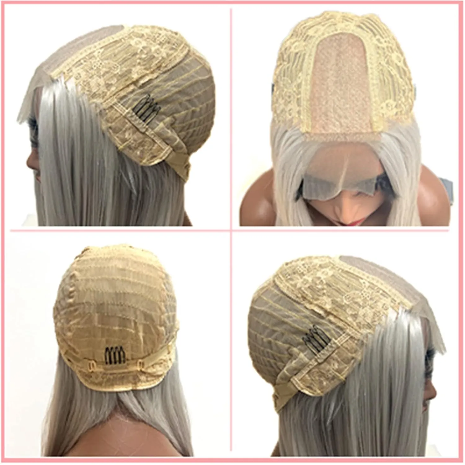 Wig Daily(Syhthetic 24 Inches) Silver Wig Grey Wig Long Straight Wig for Women Cosplay Wig Ash White Wig Glueless Lace Front Wigs for White Women Long orthodox beverage Wig Heat Resistant Wig Colored 