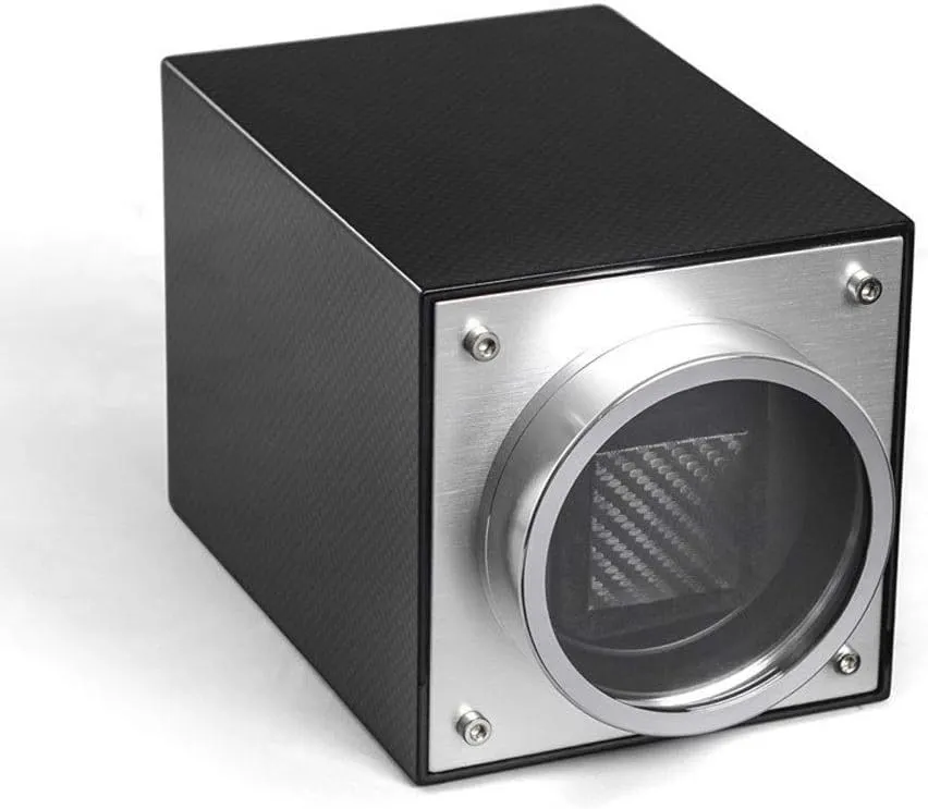 Winder Carbon Fiber Watches Box 4 Rotation Modes - Black inflexibly wool assort Watch Automatic Single Watch 