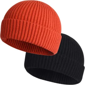 Winter Warm Hats ROYBENS 2 Pack Wool Fisherman Beanies for buffalo Men, Knit Short Watch Cap 