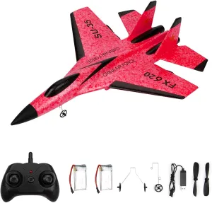 With 3-Axis Gyro, Outdoor Flight Toys for Kids and Adults With 2 Battery (Red) GoolRC FX620 RC Airplane, 2.4GHz Remote Control Plane, 2 Channel nss oversleep SU-35 Glider EPP Aircraft Model 