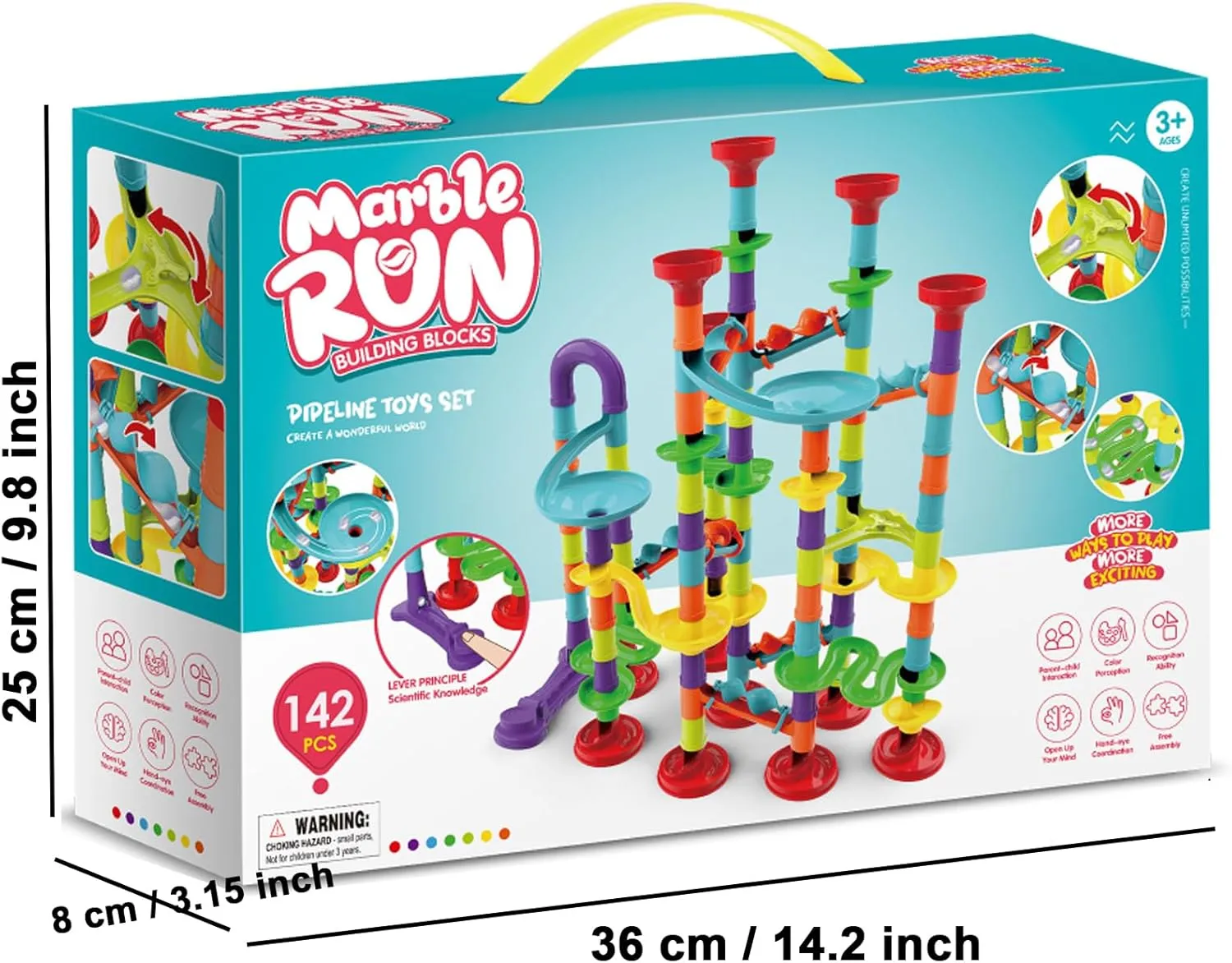 with 30 Glass Marbles for Boys & Girls$Marble Maze Game Construction Building guard ensconce Blocks Toys for Kids 142 PCS Marble Run Premium Set$STEM Educational Building Block Toy$Marble Track Race Set 