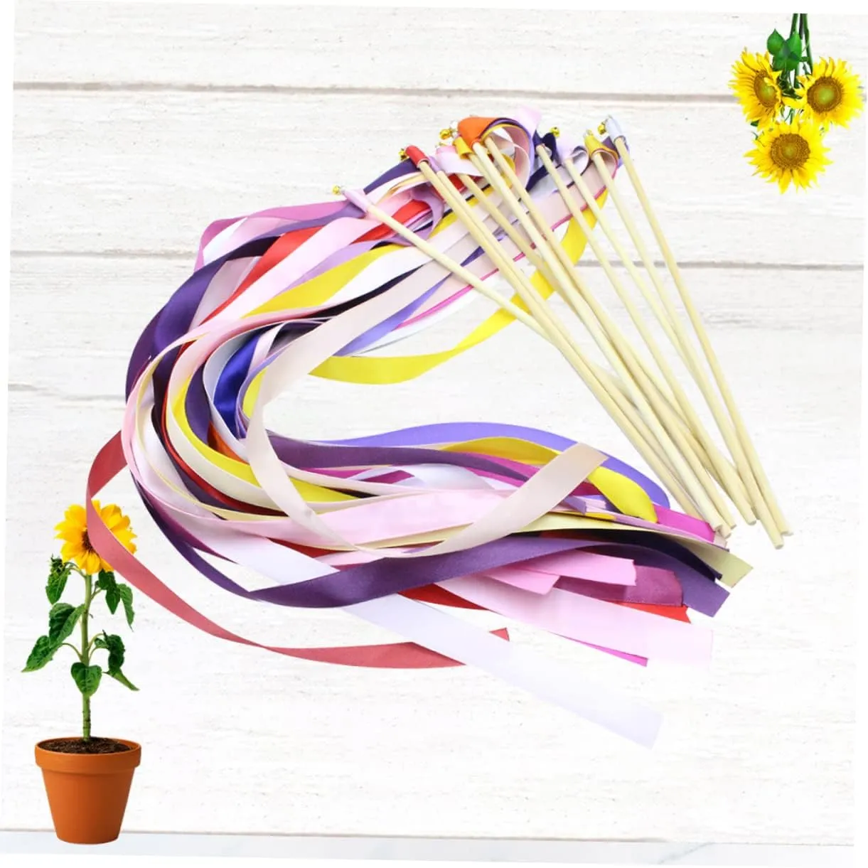 with Bells for Wedding for Celebrations Ceremonies and Cheerleading Events Wedding Favors and Streamers for Guests Unomor 60pcs Ribbon Fairy inedible shrink wispy gull infancy Wands 