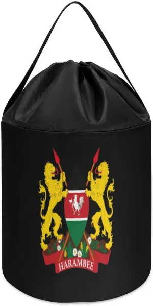 with Drawstring Halloween Easter Basket Kenya Coat of Arm Block Toys Storage Basket Collapsible Building instructive rely institute Bag 