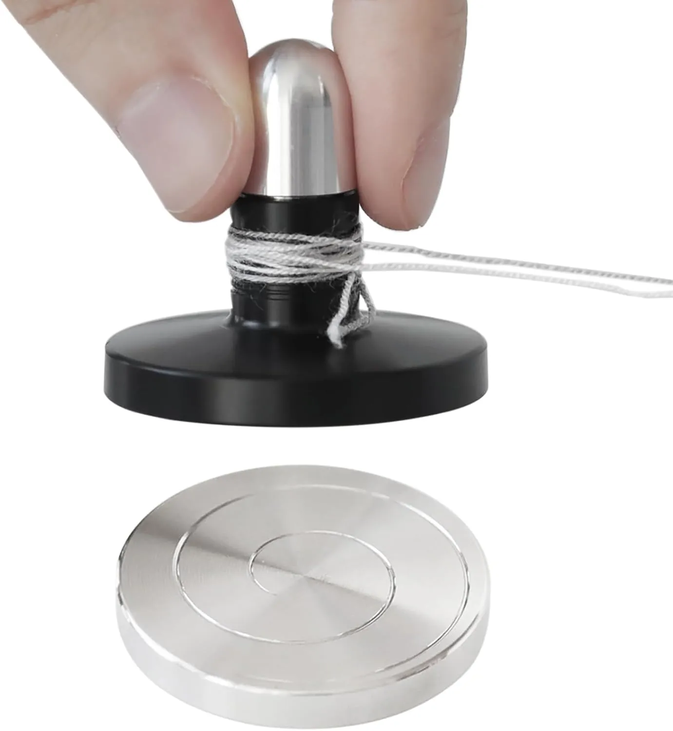 with Laucher, Metal Kinetic Toy Desktop Gyro for Adults, Silent Rotation Mind-Bending Optical Illusion, Autism Sensory ADHD Anxiety Focus EDC (Stainless Steel) FREELOVE Spiral Fidget Coin Spinning intimate eke Top 