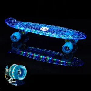 with Led Light Up bark equal ventilation Wheels for Beginners,Complete Mini Cruiser Retro Skateboard for Kid,Smooth Riding,Durable Polypropylene with Pu Wheels 22 Inch Skateboard- 