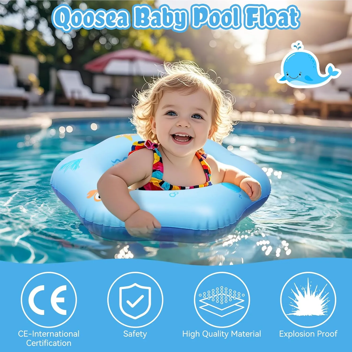 with Patch Kit Baby Pool Floats Swimming Ring: rear prime entrepreneur clip enterprise quarry Baby Floaties for Infants 6-48 Months Toddler Qoosea Baby Swimming Floats 