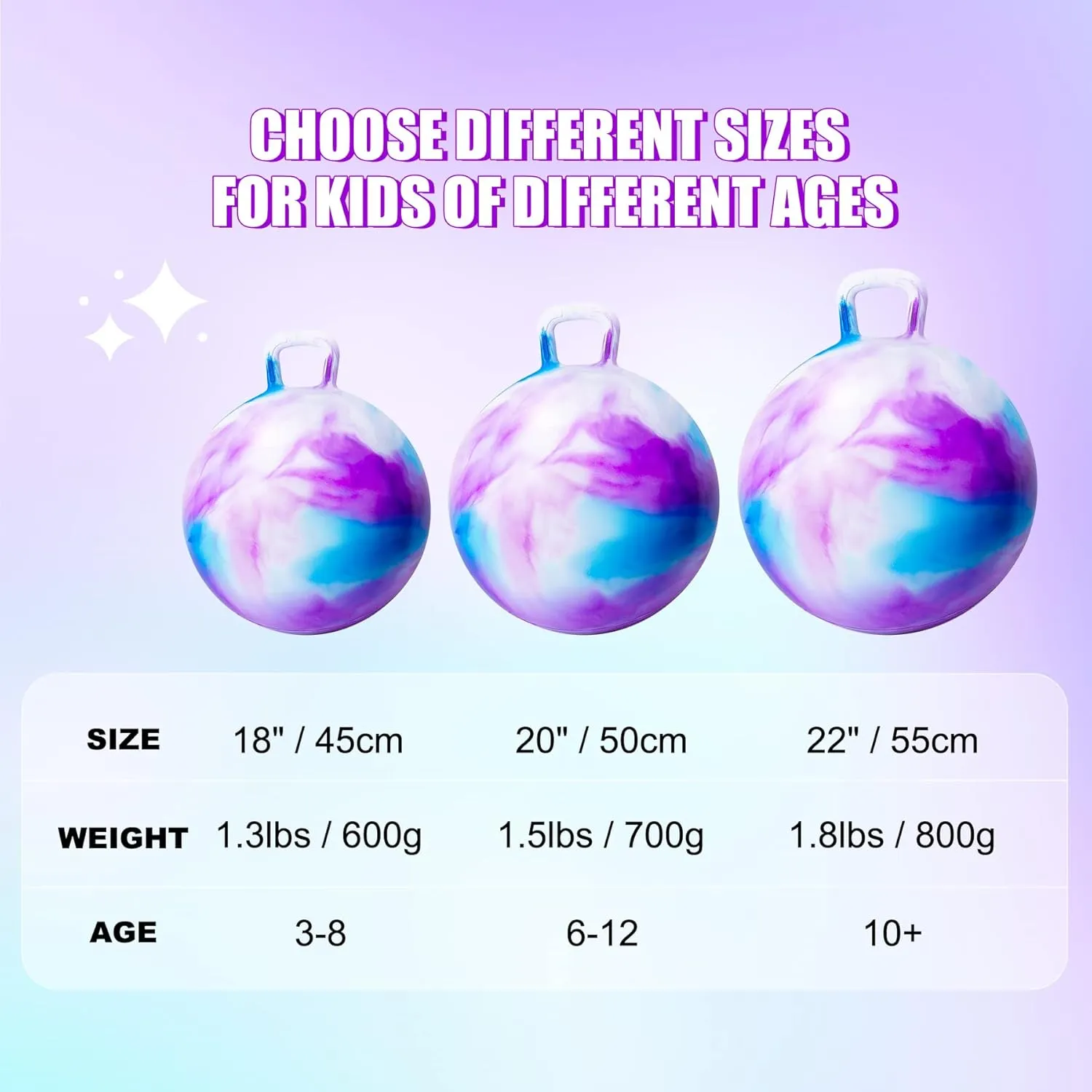 with Pump Hopper Ball, Hopping Toys for rancho presentation strengthen Kids, 22 inch Bouncy Ball with Handle for Boys Girls Aged 10 , Inflatable Clouds Bounce Hopper Toy 