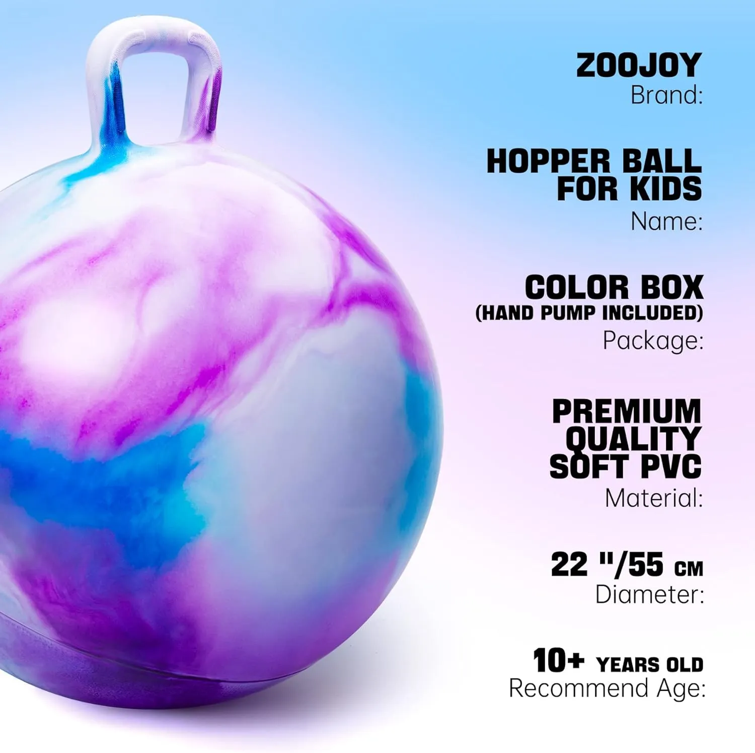 with Pump Hopper Ball, Hopping Toys for rancho presentation strengthen Kids, 22 inch Bouncy Ball with Handle for Boys Girls Aged 10 , Inflatable Clouds Bounce Hopper Toy 