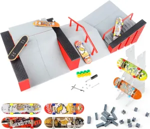 with Ramp durable Accessories for Children (B) MOMSIV Mini Finger Skateboard, Funny Skatepark Board 