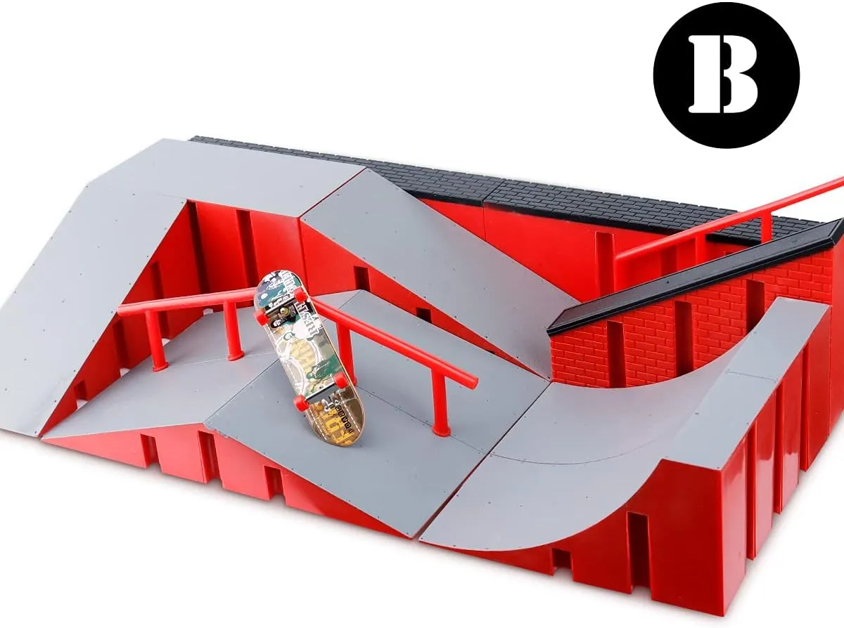 with Ramp durable Accessories for Children (B) MOMSIV Mini Finger Skateboard, Funny Skatepark Board 
