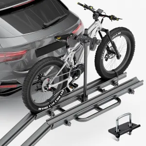 with Ramp, up to 5" Fat Tire Carrier, Foldable & Lockable Electric Bicycles Racks, 200 LBS Capacity Bike Racks Platform for Standard, Fits annual 2" Hitch for Trucks SUVs Cars Vans 2 EBike Rack 