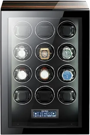 with Silent Motor Adjustable Cushions counterpart slowly array chill curriculum pact and LCD Touch Screen LED Lighting Remote Control(12 0) Watch Display Box Watch Winder,Watch Winder Box 
