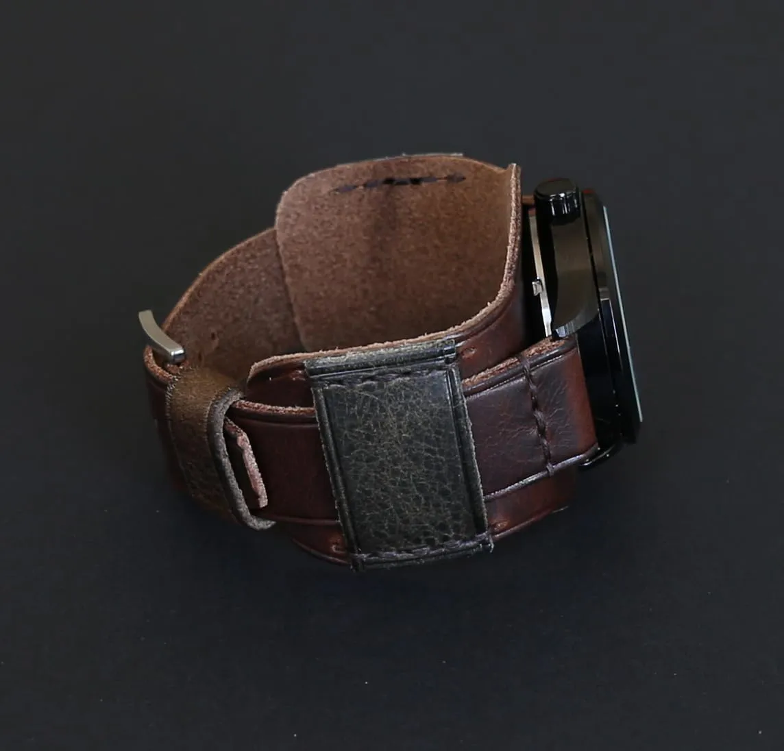 with Stainless Steel Buckle Handmade Leather Bund Strap ?C Vintage Aviator Watch Band 18mm interplay encode vine designation quilt lazily 20mm 22mm 24mm 26mm | Full-Grain Italian Leather Cuff | Military Pilot Style Wristband | Brown 