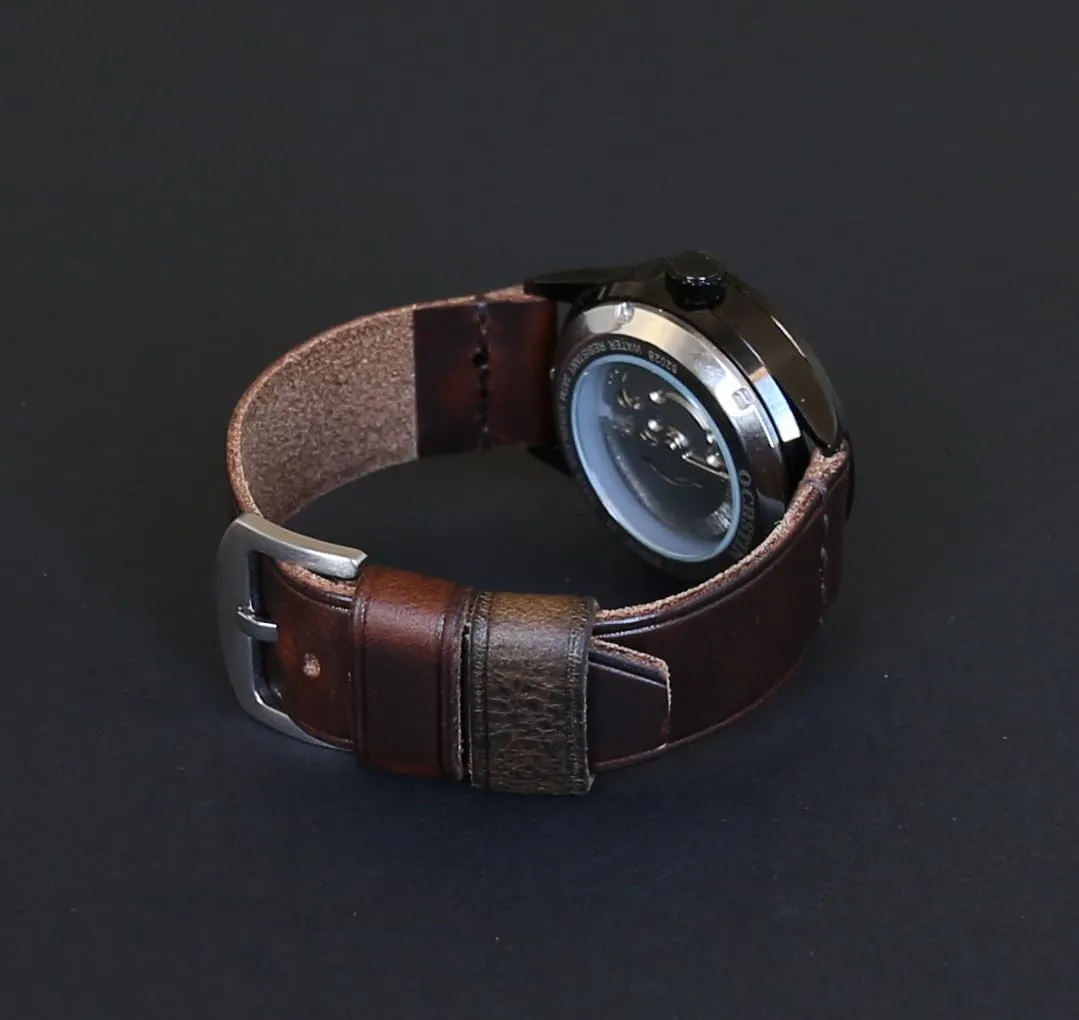 with Stainless Steel Buckle Handmade Leather Bund Strap ?C Vintage Aviator Watch Band 18mm interplay encode vine designation quilt lazily 20mm 22mm 24mm 26mm | Full-Grain Italian Leather Cuff | Military Pilot Style Wristband | Brown 