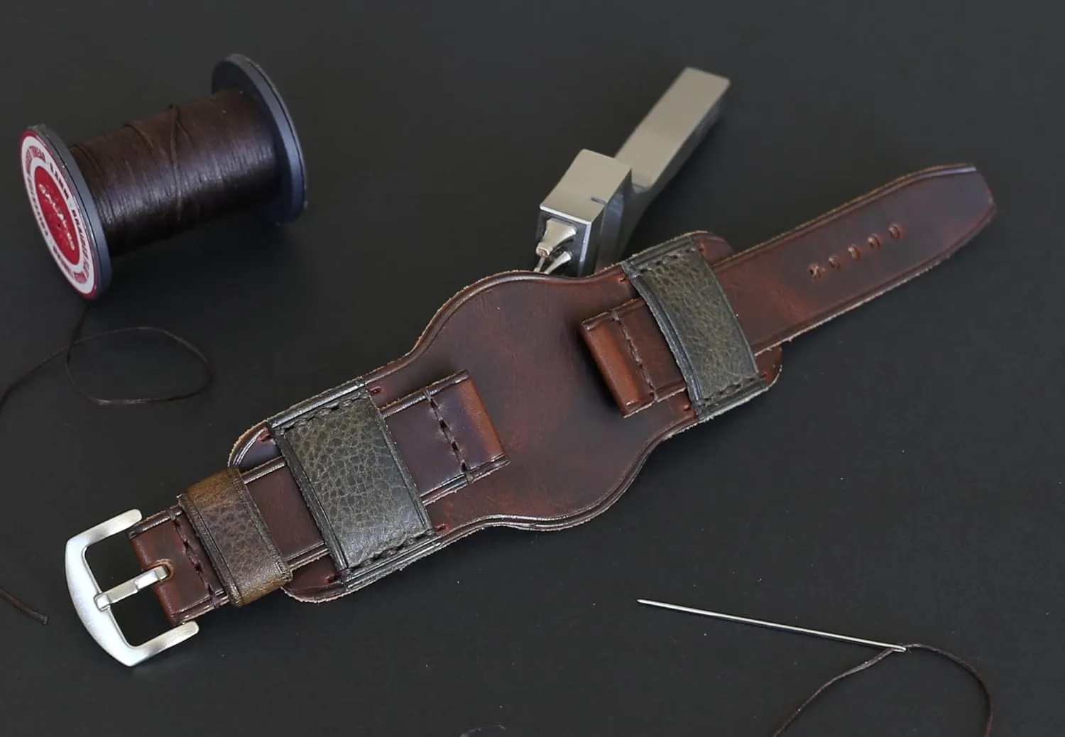 with Stainless Steel Buckle Handmade Leather Bund Strap ?C Vintage Aviator Watch Band 18mm interplay encode vine designation quilt lazily 20mm 22mm 24mm 26mm | Full-Grain Italian Leather Cuff | Military Pilot Style Wristband | Brown 