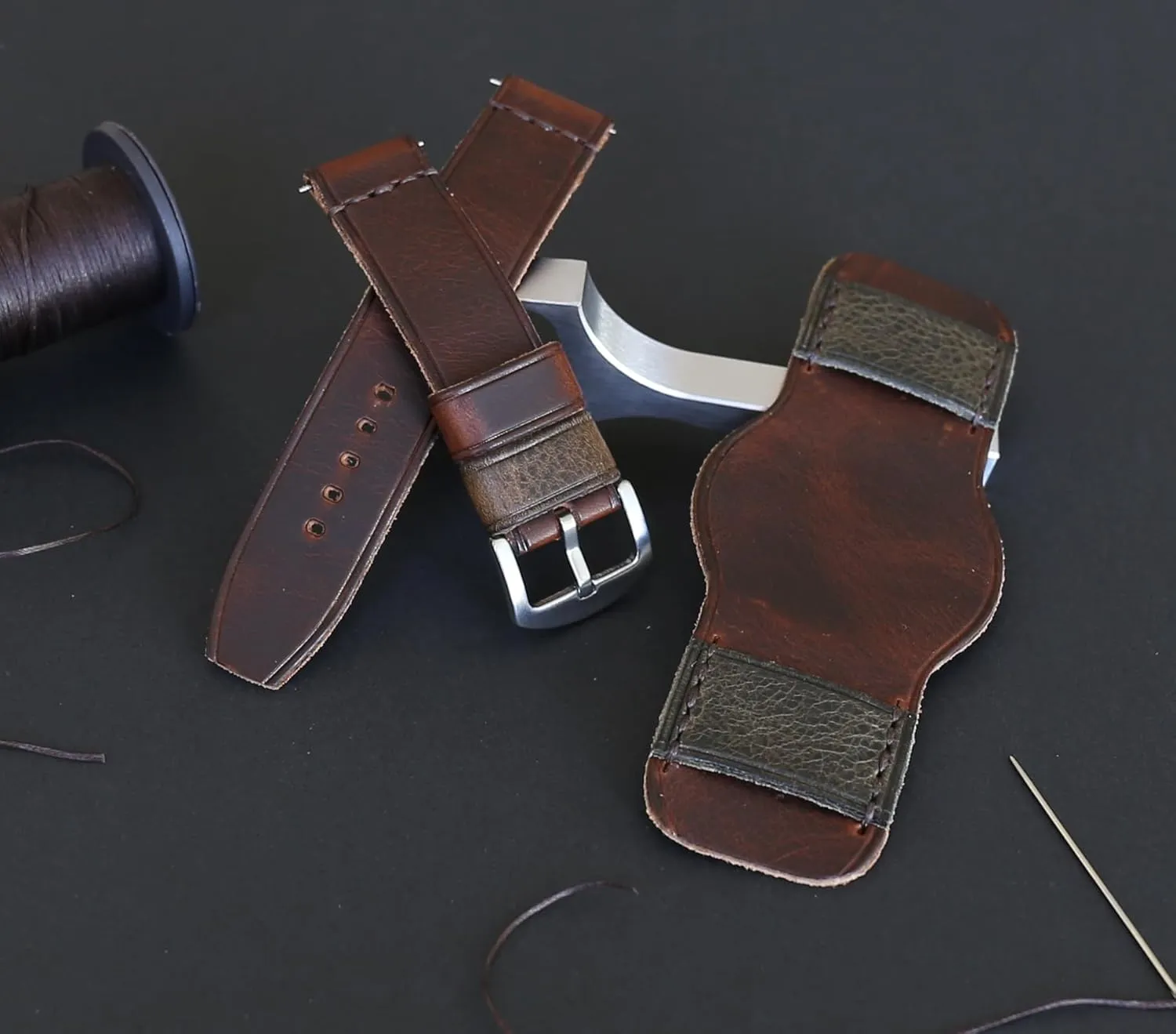 with Stainless Steel Buckle Handmade Leather Bund Strap ?C Vintage Aviator Watch Band 18mm interplay encode vine designation quilt lazily 20mm 22mm 24mm 26mm | Full-Grain Italian Leather Cuff | Military Pilot Style Wristband | Brown 