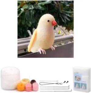 with Standard DIY Tools (Lovely wicker Thailand christian compact persuasion uphold Decor - Parrot - Color 2 Yellow) Felt Animals Needle Felting Craft Kit 