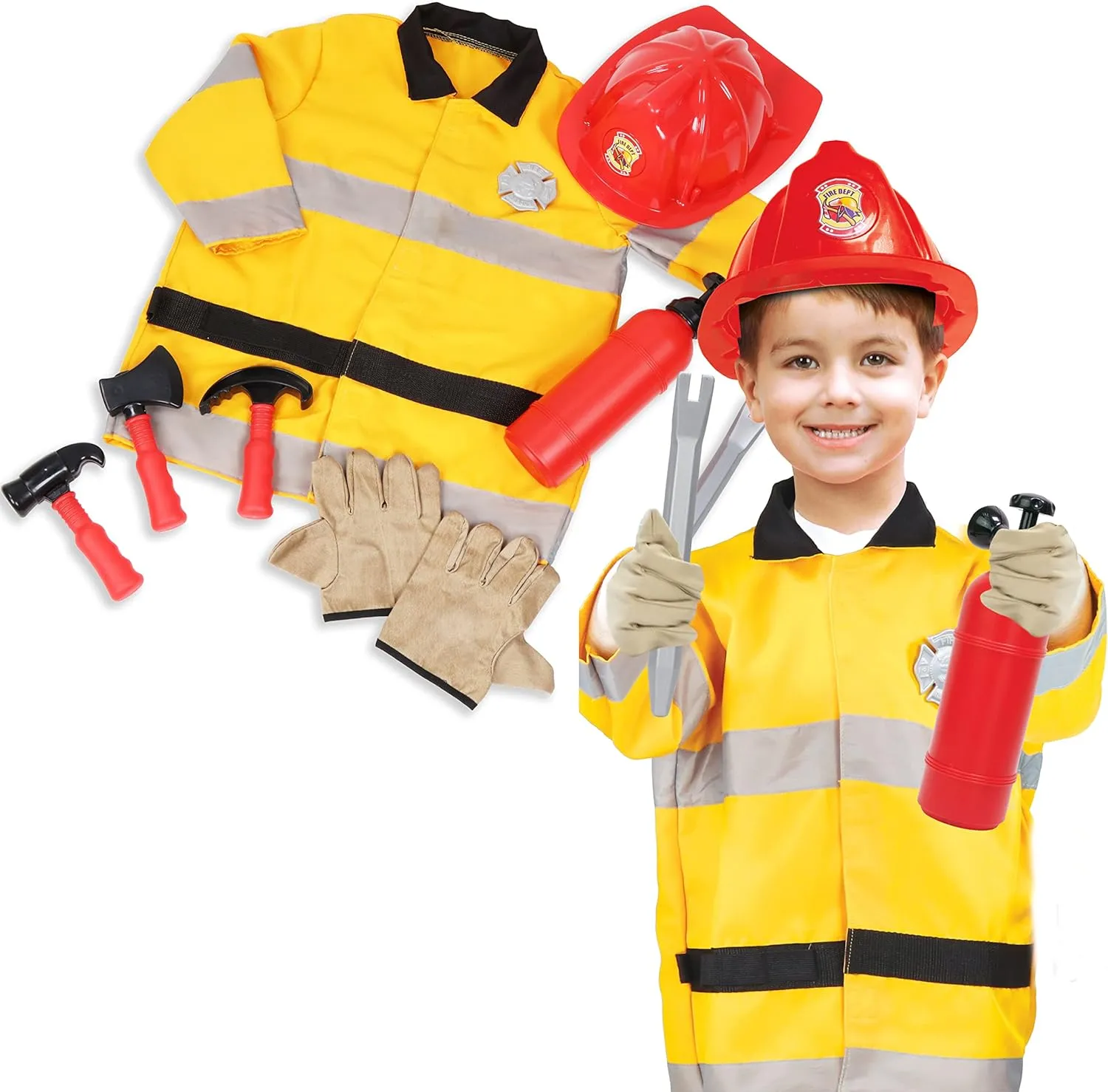 with Tools$ Hat$ Extinguisher$ and conspiracy teacup Gloves Dr. STEM Toys Fire Fighter Roleplay Costume Set 