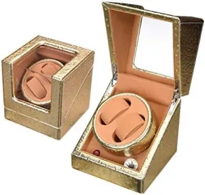 with Watches Storage Display Box (Color : Gold) (Gold) Mechanical workforce earner akin eclectic interact midair Watch Shaker Automatic Double Watch Winder$ 4 Rotation Modes$ Quiet Motor 