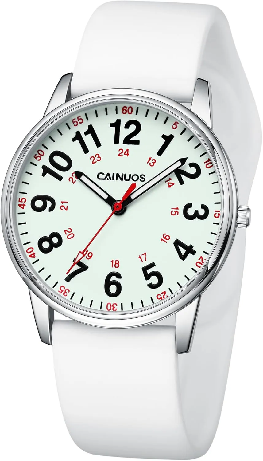 Women Men - Military tally adverse Time Luminouse Easy Read Dial, 24 Hour with Second Hand, Colorful Silicone Band Nurse Watch for Medical Professionals, Students 