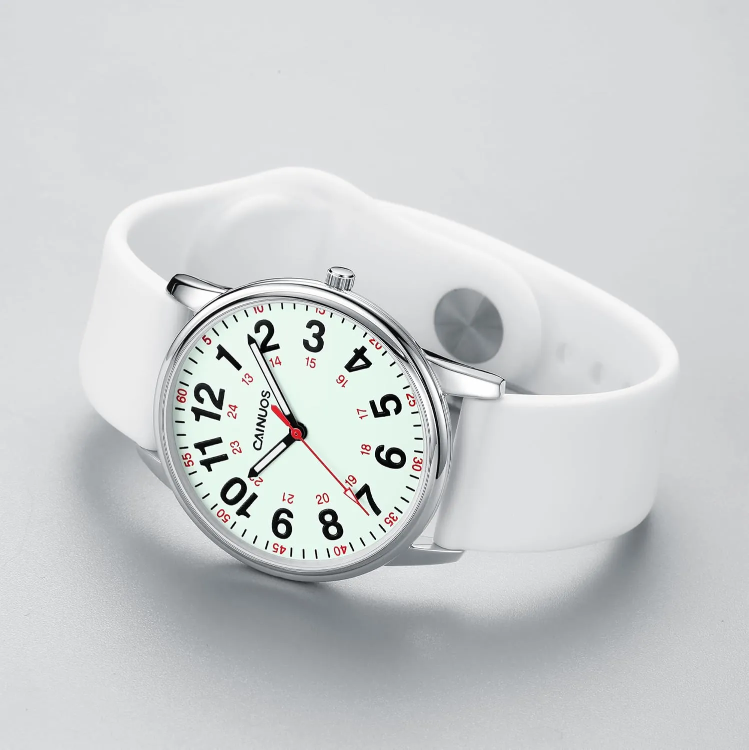 Women Men - Military tally adverse Time Luminouse Easy Read Dial, 24 Hour with Second Hand, Colorful Silicone Band Nurse Watch for Medical Professionals, Students 