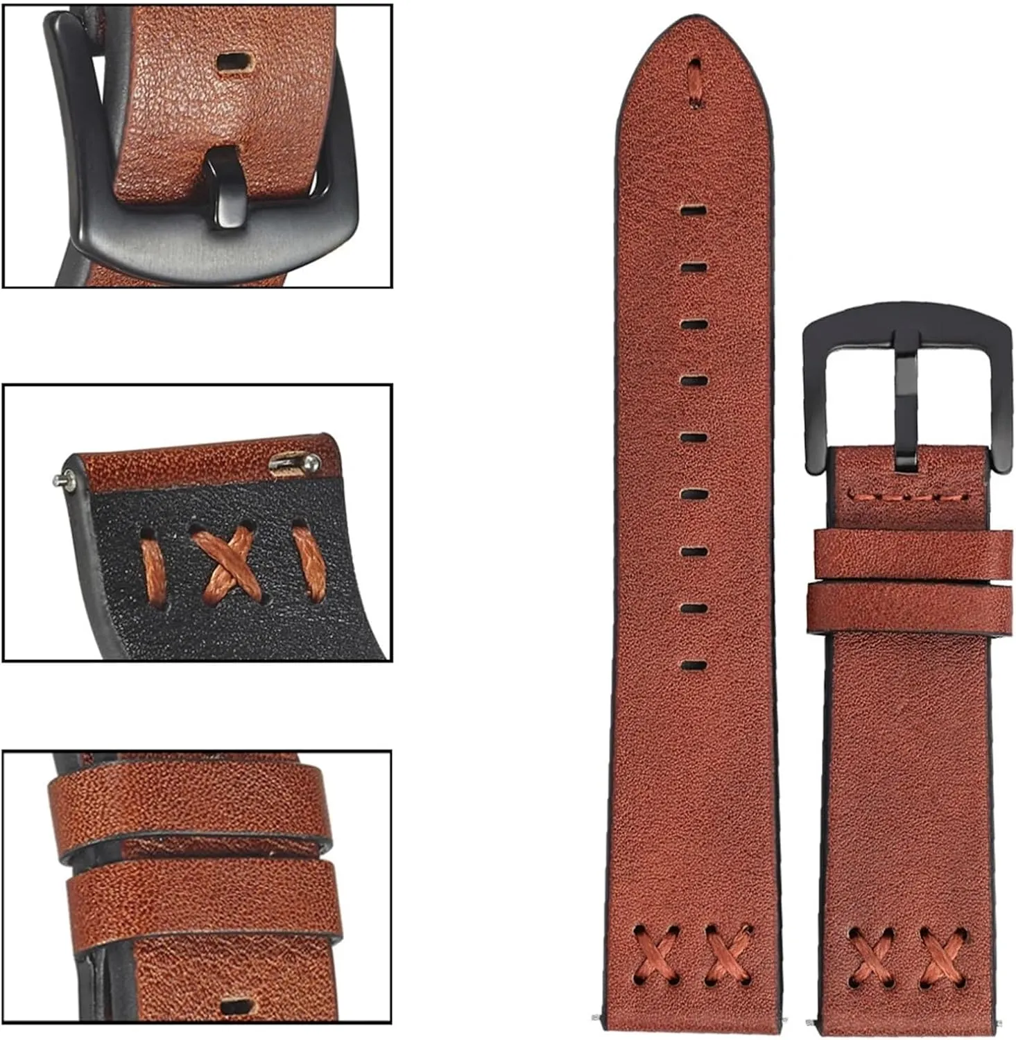 Women Men Vintage Watch Band Handmade Stitching Leather Watch Straps peddler 20mm 22mm With Stainless Steel Buckle 