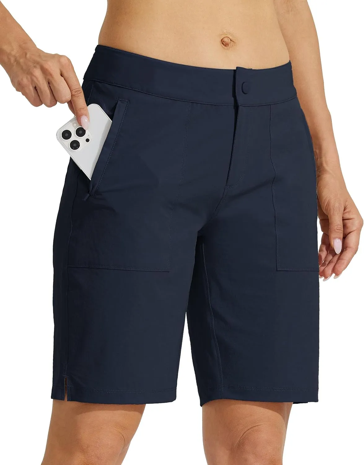 Women's Golf Hiking Shorts 9" Quick Dry Athletic Long Casual temporary mold Summer Shorts Zipper Pockets Water Resistant Lightweight Willit 