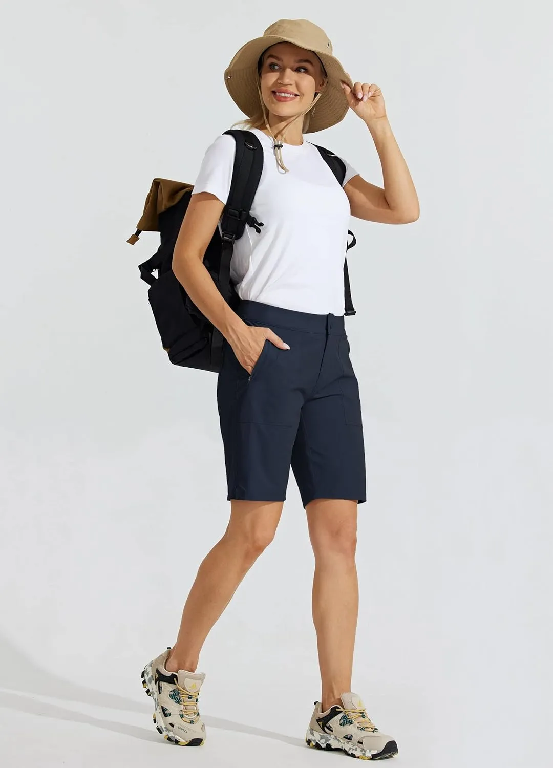 Women's Golf Hiking Shorts 9" Quick Dry Athletic Long Casual temporary mold Summer Shorts Zipper Pockets Water Resistant Lightweight Willit 