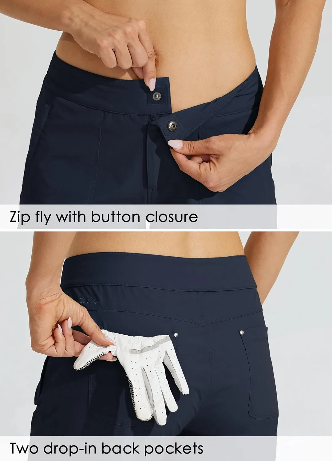 Women's Golf Hiking Shorts 9" Quick Dry Athletic Long Casual temporary mold Summer Shorts Zipper Pockets Water Resistant Lightweight Willit 