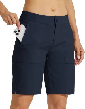 Women's Golf Hiking Shorts 9" Quick Dry Athletic Long Casual temporary mold Summer Shorts Zipper Pockets Water Resistant Lightweight Willit 