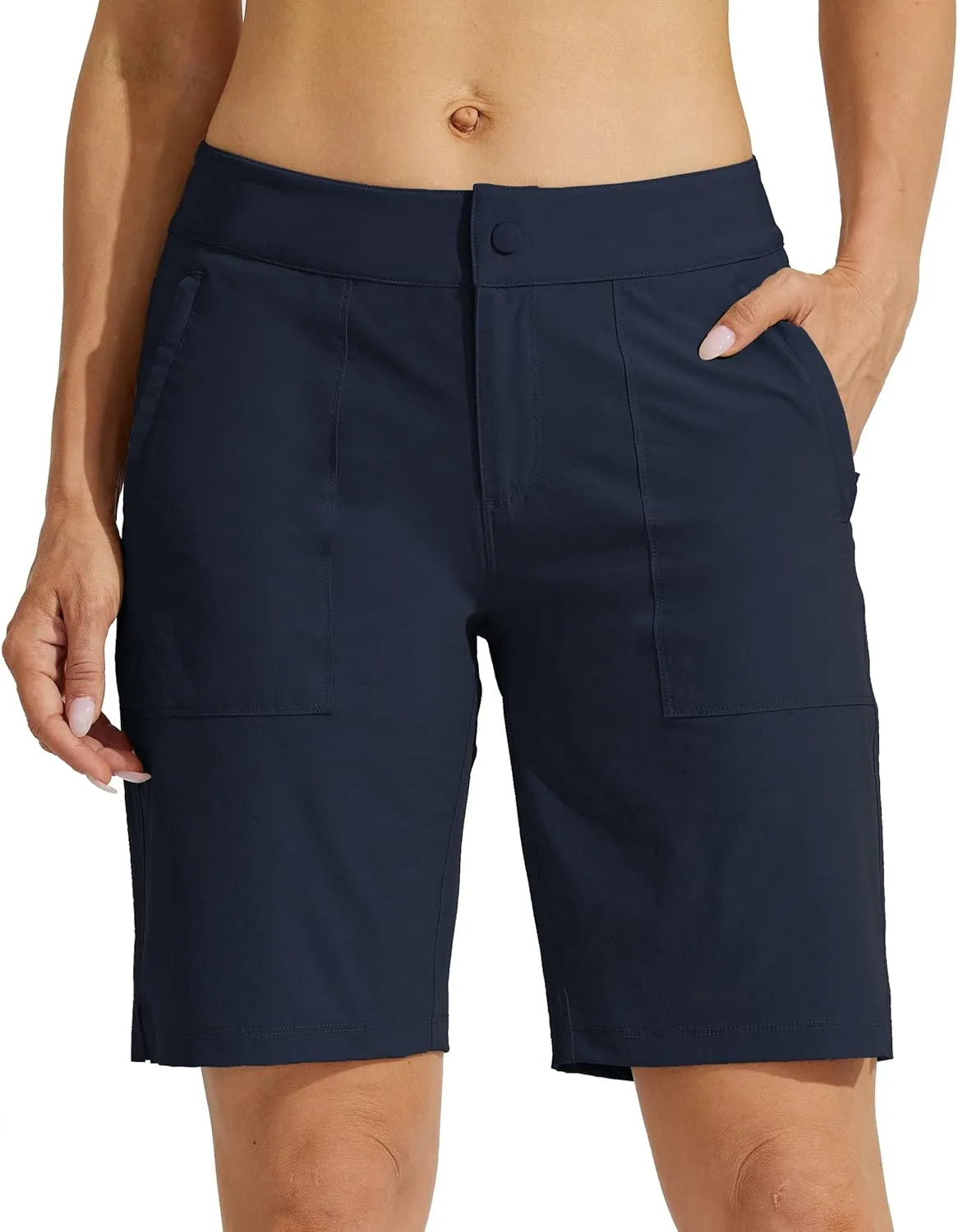 Women's Golf Hiking Shorts 9" Quick Dry Athletic Long Casual temporary mold Summer Shorts Zipper Pockets Water Resistant Lightweight Willit 