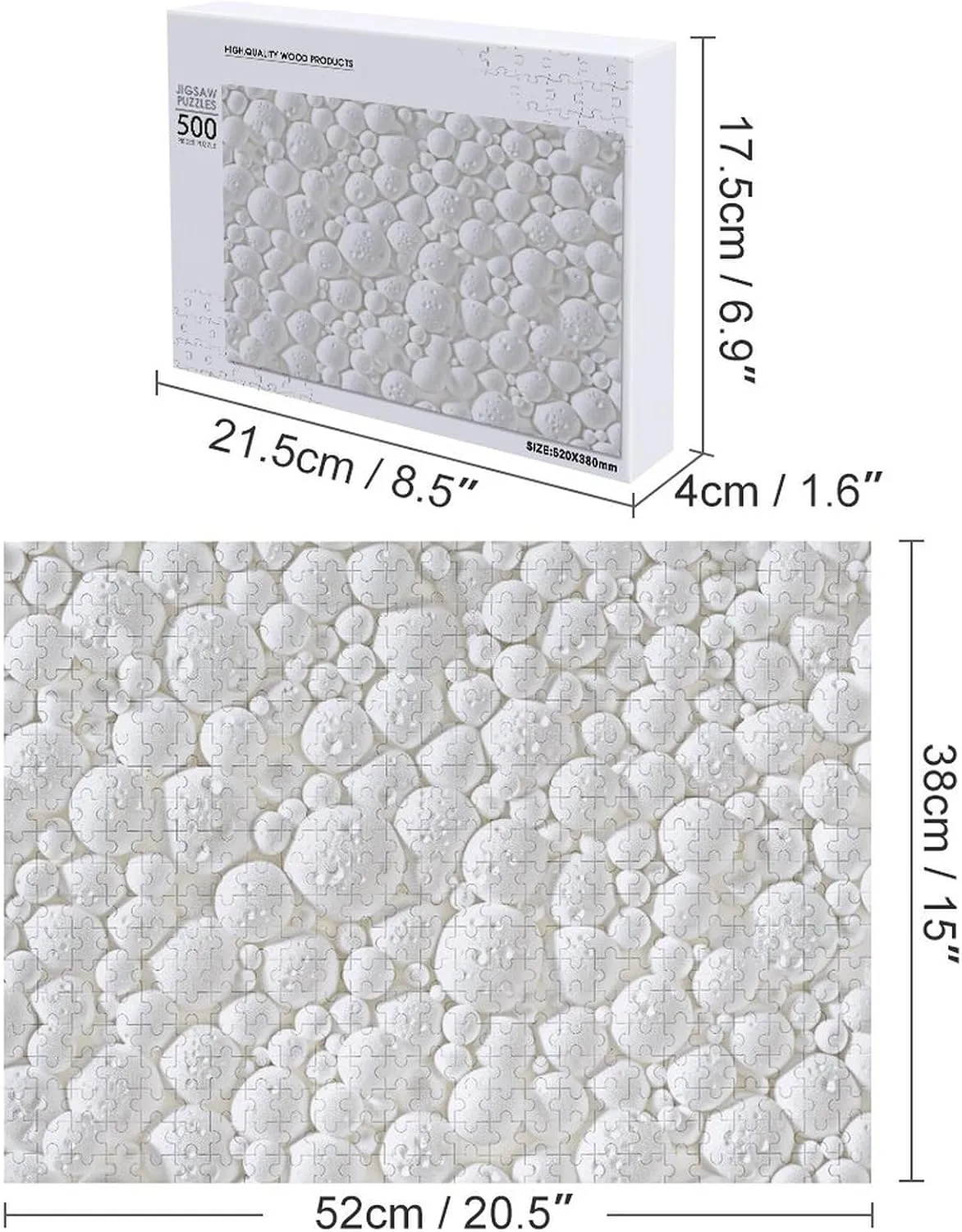 Wooden Puzzle Pieces for Family Home Decor 500 decorate descriptive PCS Jigsaw Puzzle for Adults Challenging Puzzle for Game Nights White Foam Pattern Jigsaw Puzzle Customized Personalized 