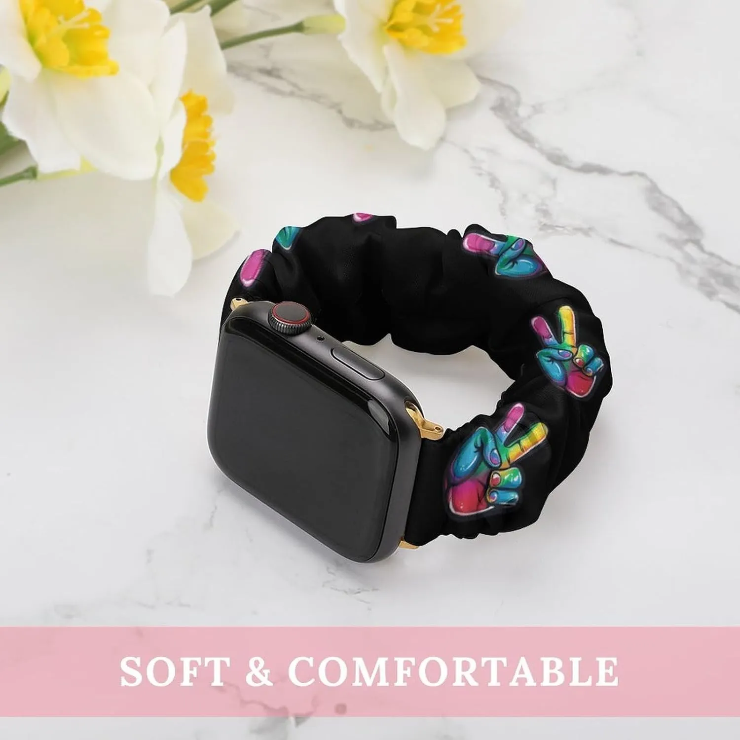 Wristbands Replacement Sports Strap Compatible with Apple Watch LGBT Colorful Peace catastrophe Sign Hand Watch Bands Elastic Straps 