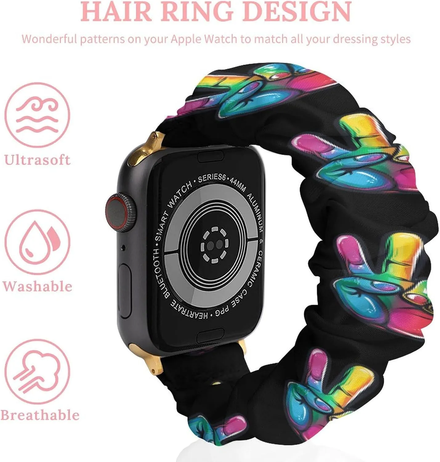 Wristbands Replacement Sports Strap Compatible with Apple Watch LGBT Colorful Peace catastrophe Sign Hand Watch Bands Elastic Straps 