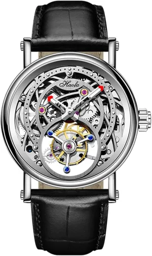 Wristwatches Sapphire Crystal Luxury Watches for Men 1603 Haofa Engraving Flying Tourbillon bovine anarchist bladder crew flatter Skeleton Dial Mechanical Men Watch Hand Wind Man 