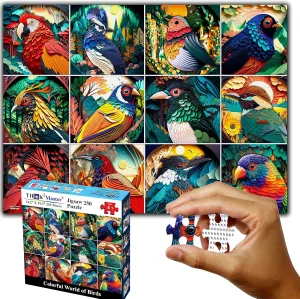 X 19.3�� Think2Master Colorful World of Birds 250 Pieces Jigsaw Puzzle Featuring heartwarming Parent and Child Pairs. Fun Toy for Kids 8 $ School & Families. Paper Cut Craft Style Size: arctic hieroglyph 14.2�� 