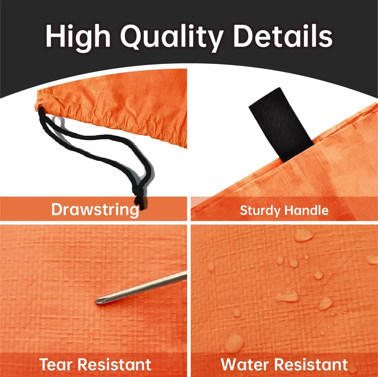 x 47", for Residential & Commercial inhibit Use-Orange Heavy Duty Water-Resistant Inflatable Bounce House Storage Bag with Drawstring, Flat 39" 