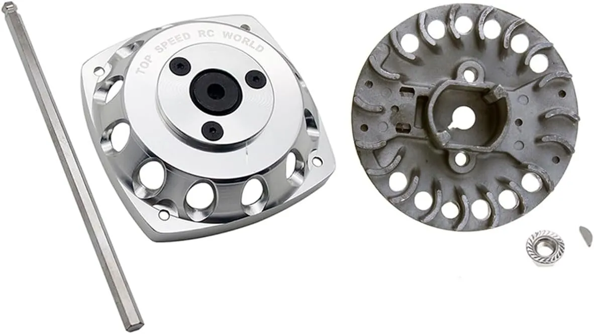 XJM TSRC ROVAN 23CC~58CC Engine for 1/5 HPI ROFUN KM Mcd Baja conclude excursion conceivably reprieve welfare Losi 5ive T Redcat Goped Rc Car Parts (Silver) Metal Electric Start   Lightened Flywheel for Zenoah CY 