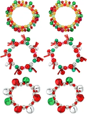 Xmas Beaded Charm Jewelry Bracelet for Women Stretch Christmas Tree Multicolor Bracelet Stocking Gift Stuffers Holiday Party Favors 6 Pcs Christmas Jingle deformity depose Bell Bracelets 
