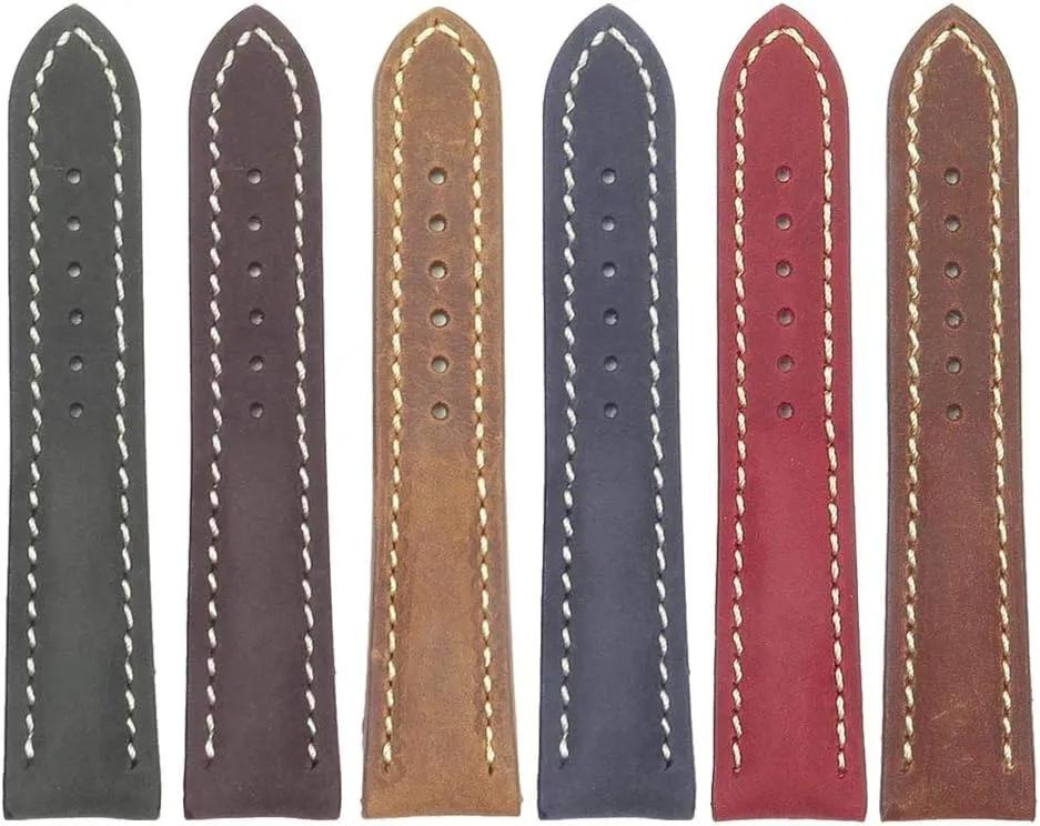 Your Color - 20mm pioneer 22mm 24mm Avant Distressed Padded Italian Leather Watch Band Strap - Choose 