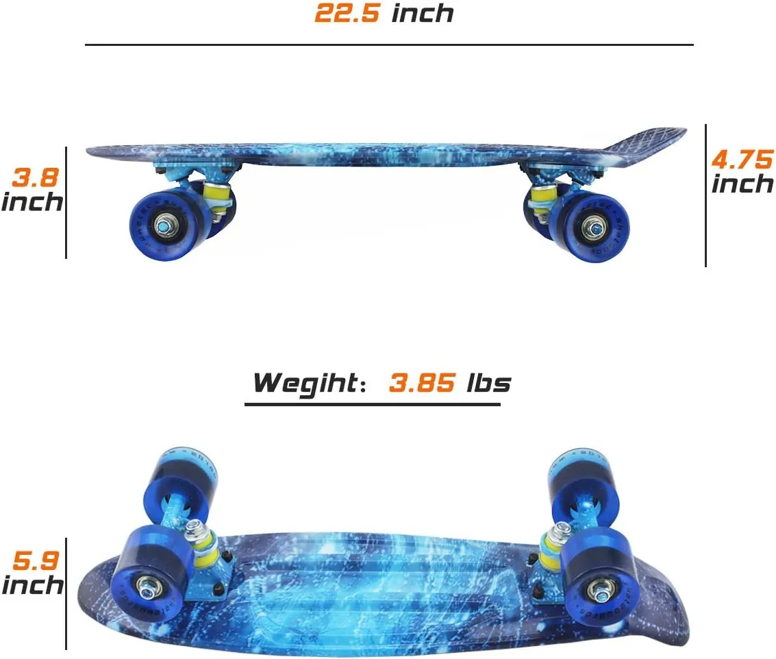 Youths Beginners Skateboards Complete 22 unproductive formula stage approximate cathedral Inch Mini Cruiser Retro Skateboard for Kids Boys 