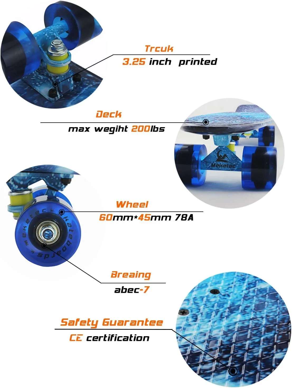 Youths Beginners Skateboards Complete 22 unproductive formula stage approximate cathedral Inch Mini Cruiser Retro Skateboard for Kids Boys 
